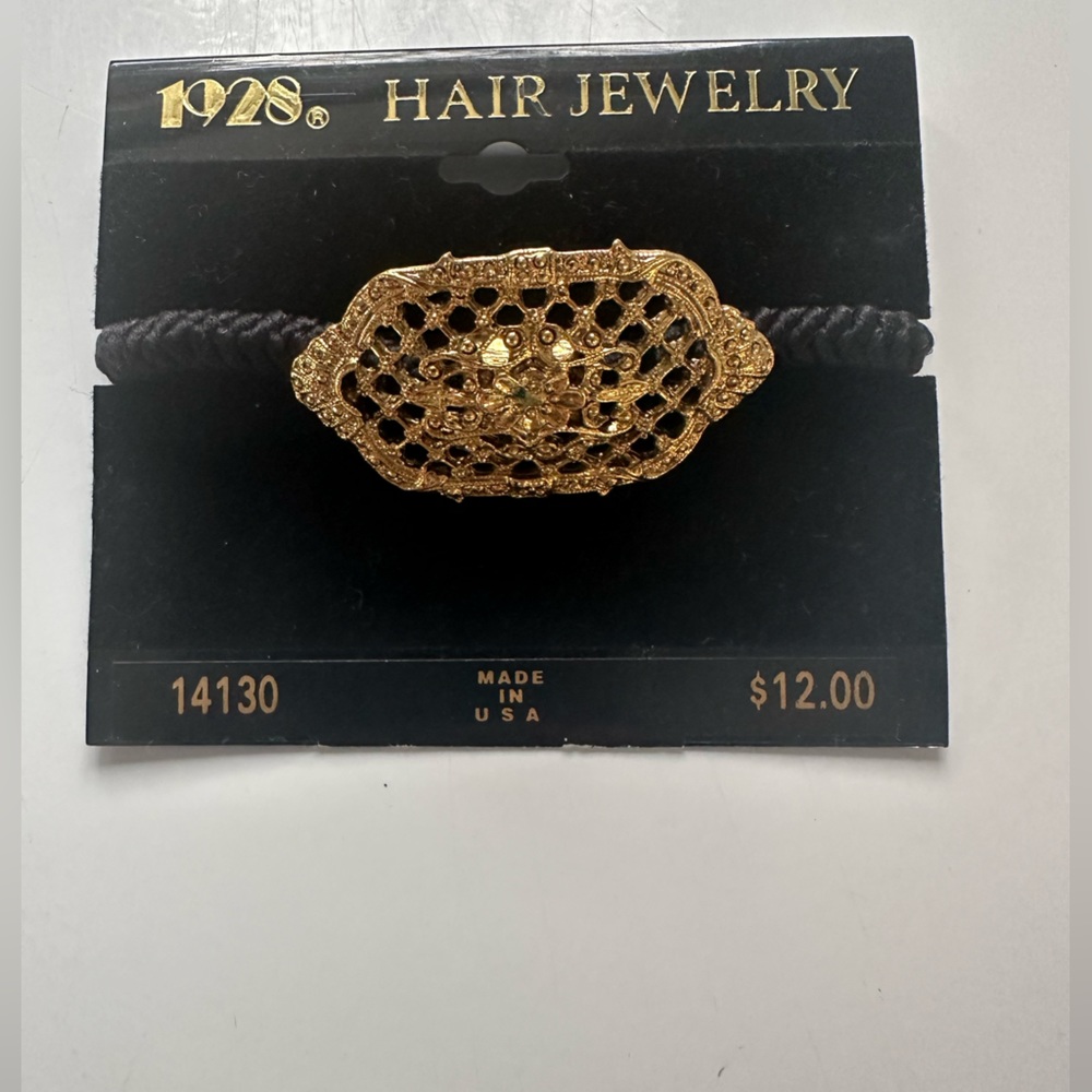 Vintage 1928 Hair Jewelry Ponytail Holder Gold Tone NWT